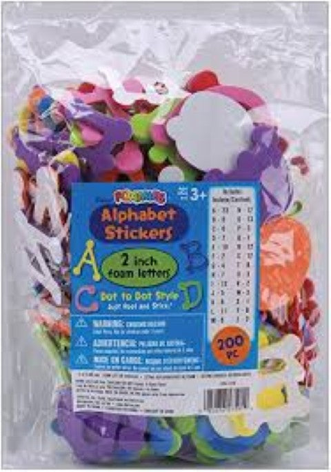 Darice 200-Pack 2" Alphabet Sticker Dot to Dot Font, 2-Inch Foamies Bag, (106-1318)