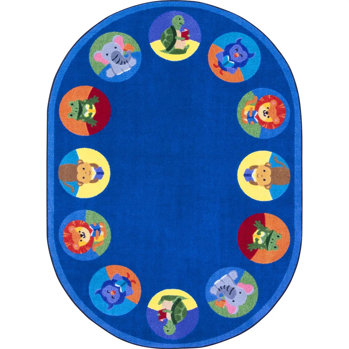 Animal Readers 5'4" x 7'8" Oval area rug in color Multi