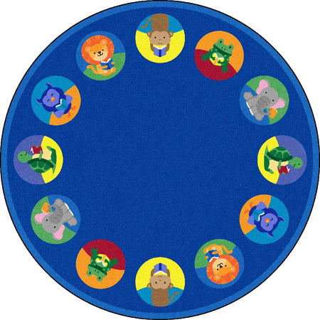 Animal Readers 13'2" Round area rug in color Multi