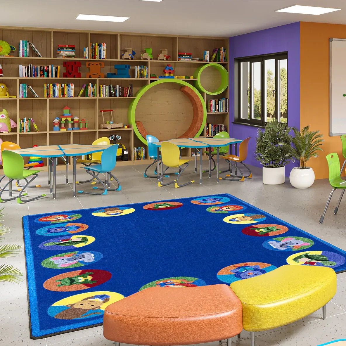 Animal Readers 5'4" x 7'8" area rug in color Multi