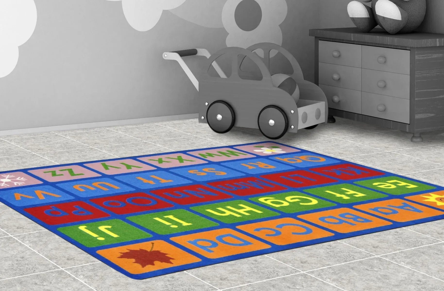 Any Day Alphabet™ Rug- Primary, 5'4" x 7'8"	Rectangle