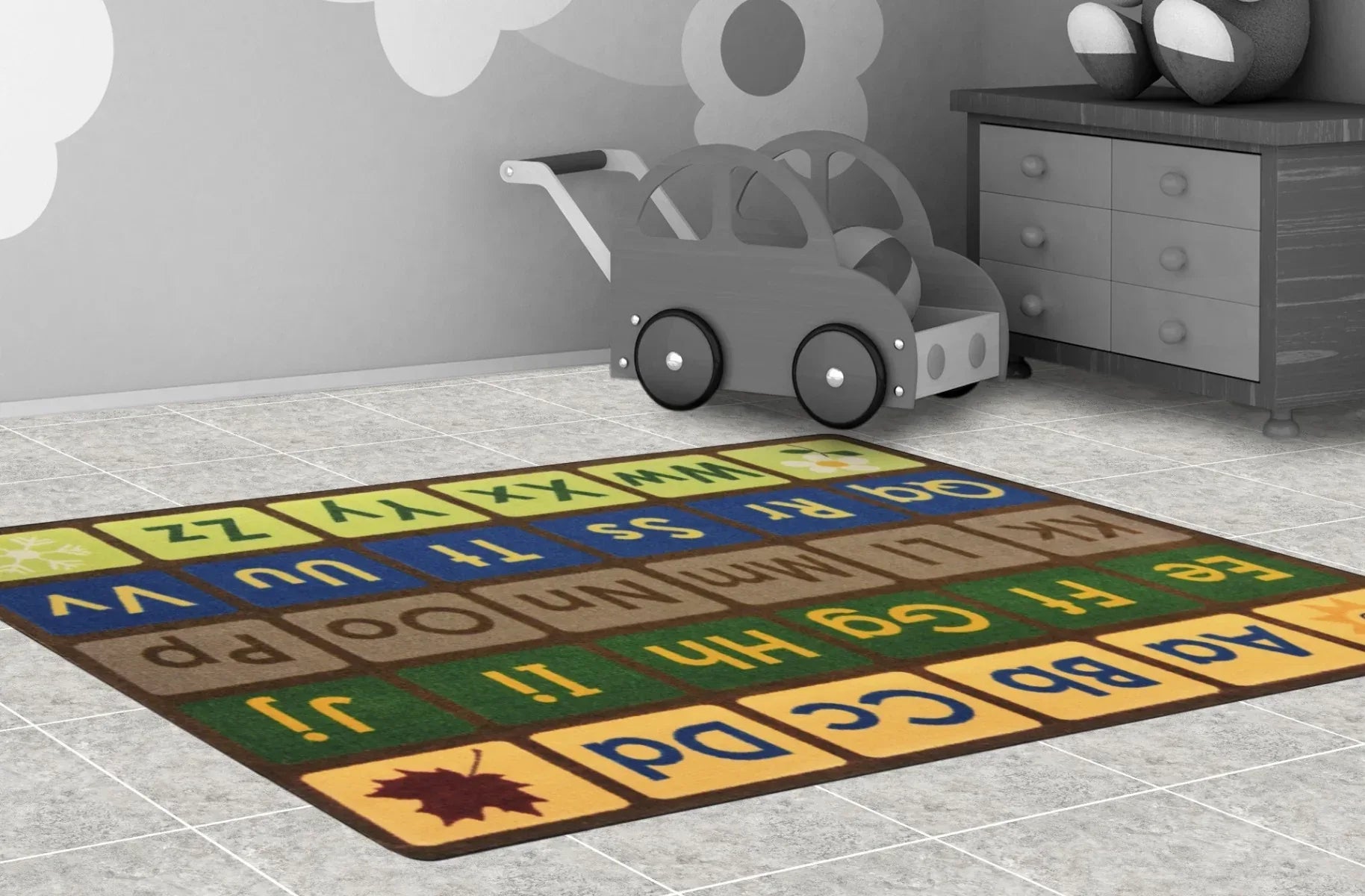 Any Day Alphabet™ Rug- Earthtone, 5'4" x 7'8" Rectangle