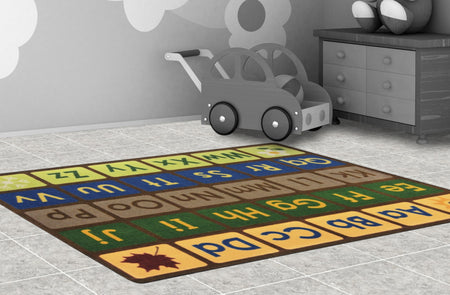 Any Day Alphabet™ Rug- Earthtone, 5'4" x 7'8" Rectangle