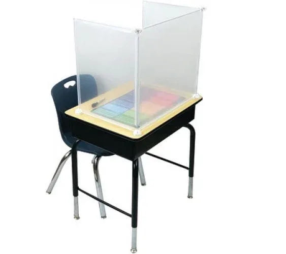 PrivacyView, 3-Piece Clear Desktop PPE Plastic Divider, 22"W x 20"H x 14"D