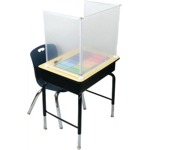 PrivacyView, 3-Piece Clear Desktop PPE Plastic Divider, 22"W x 20"H x 14"D