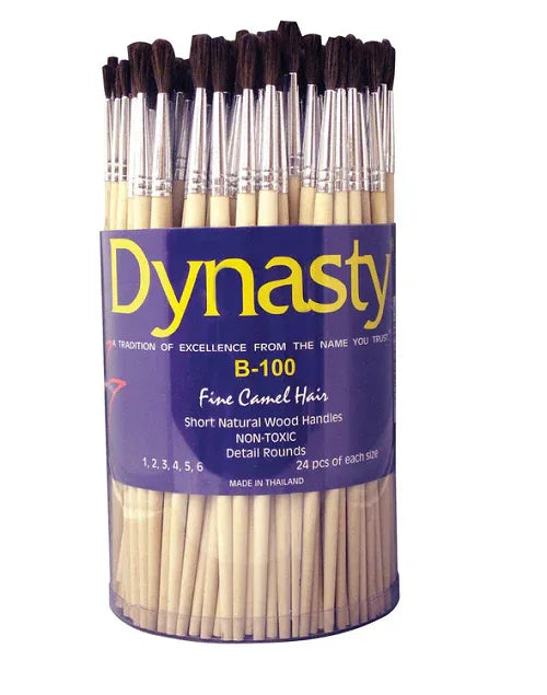 Dynasty B-100 Fine Camel Hair Round Brush Canister - set of 144 - Gramco School Supplies