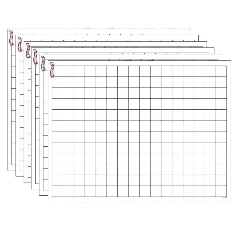 Graphing Grid (Small Squares) Wipe-Off&reg; Chart, 17" x 22", Pack of 6