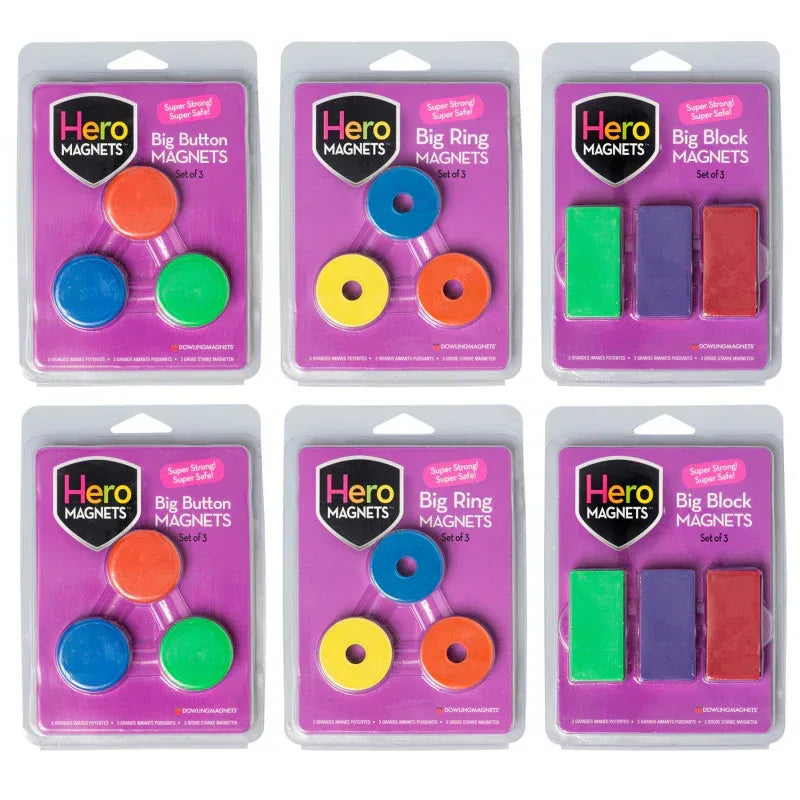 Hero Magnets Bundle: Button, Blocks & Rings, 18 Pieces