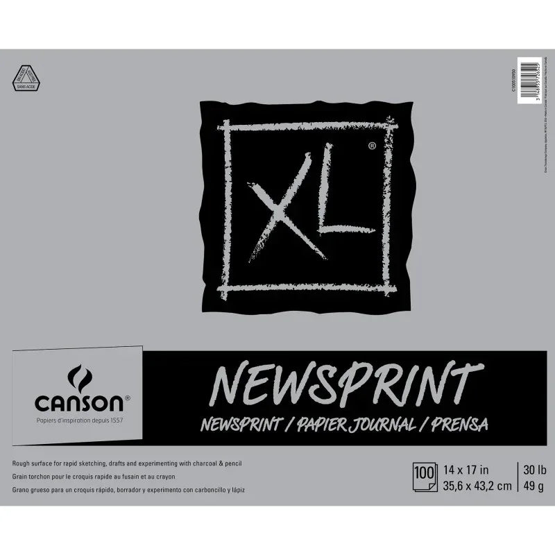 XL Series Newsprint Pad, Tape Binding, 100 Sheet, 14x17 inch, 1 Count
