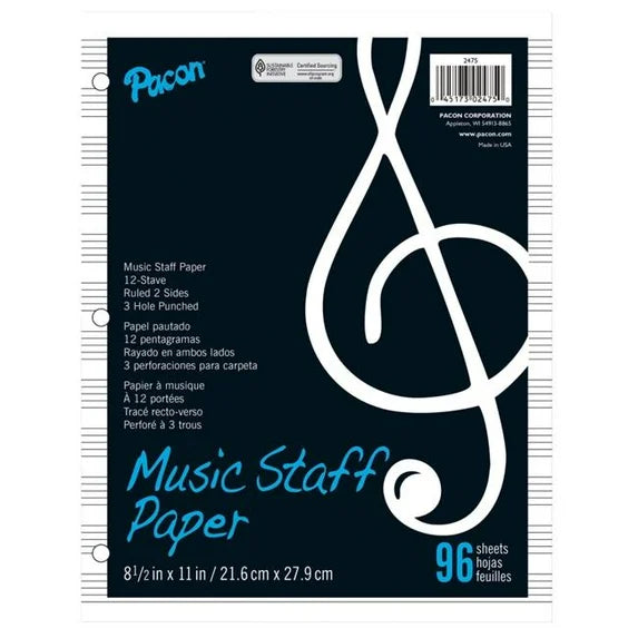 Pacon 8.5 x 11 in. Music Staff Paper, Pack of 96