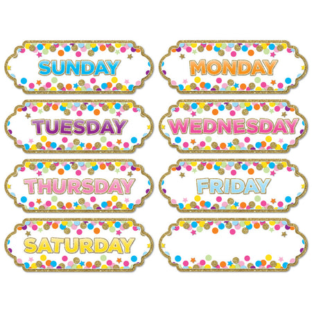Magnetic Die-Cut Timesavers & Labels, Confetti Days of the Week