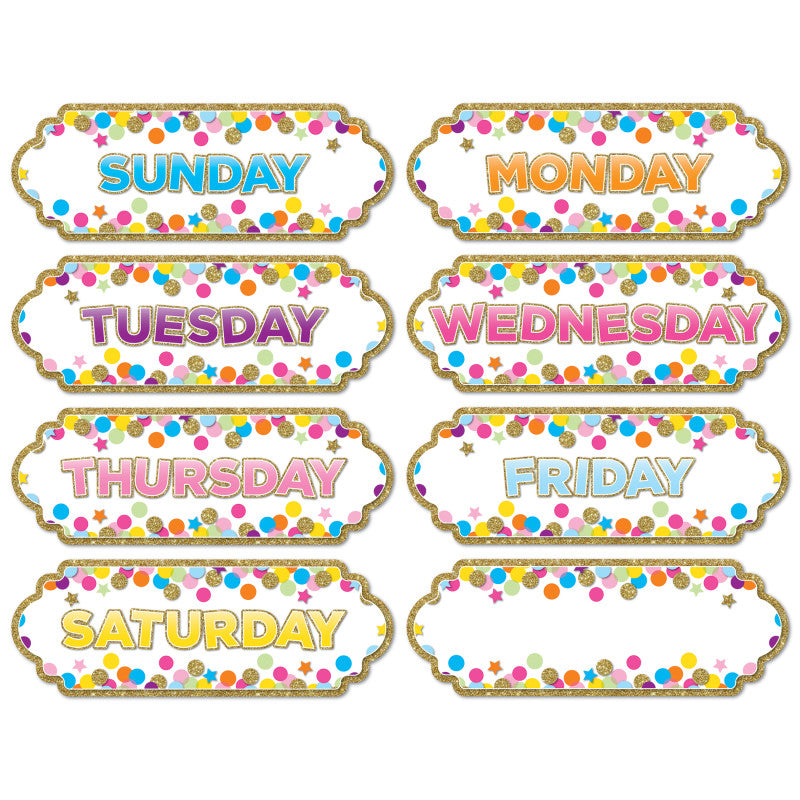 Magnetic Die-Cut Timesavers & Labels, Confetti Days of the Week
