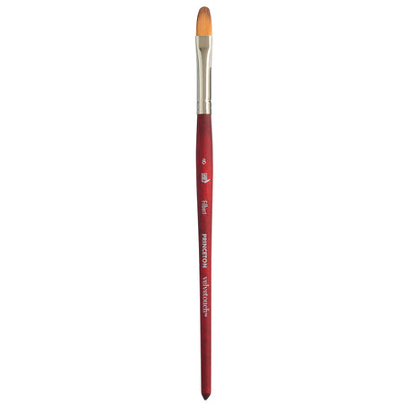 Velvetouch Filbert Brush, Synthetic Bristles, Short Handle Mixed Media Paintbrush, Scarlet, Size 8, 1 Count