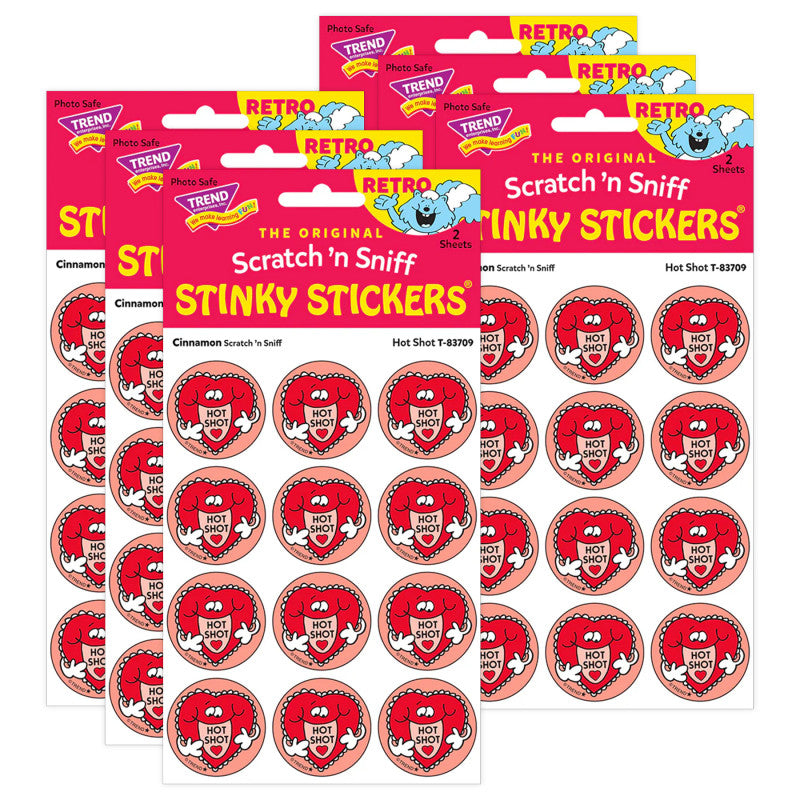 Hot Shot/Cinnamon scent Retro Scratch 'n Sniff Stinky StickersÂ®, 24 Per Pack, 6 Packs