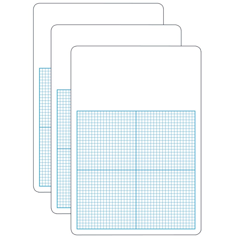 0.25" Graph Dry Erase Board, 11" x 16", Pack of 3