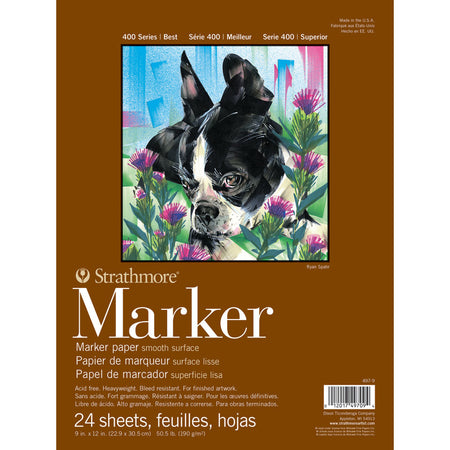 400 Series Marker Pad, Glue Binding, 24 Sheet, 9x12 inch, 1 Count