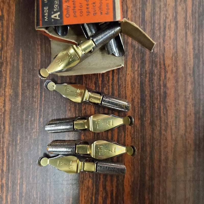 SPEEDBALL PEN NIBS B-1/2" Lot 12 Calligraphy triple reservoir