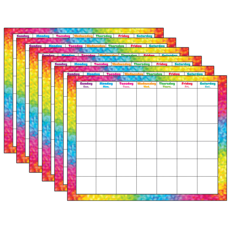 Colorful Brush Strokes Wipe-Off&reg; Calendar, Monthly, Pack of 6