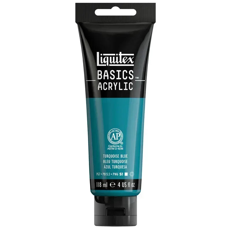 BASICS Acrylic Paint, 118 mL Tube, Turquoise Blue