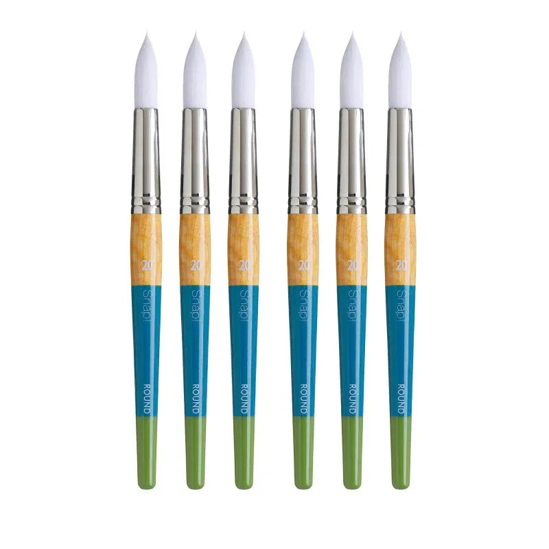 Snap! Round Brush, Synthetic Bristles, Short Handle Mixed Media Paintbrush, Multicolor, Size 2/0, Pack of 6