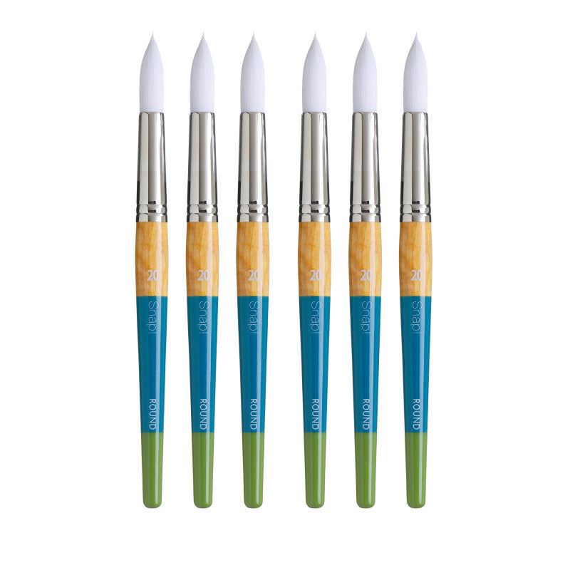 Snap! Round Brush, Synthetic Bristles, Short Handle Mixed Media Paintbrush, Multicolor, Size 2/0, Pack of 6