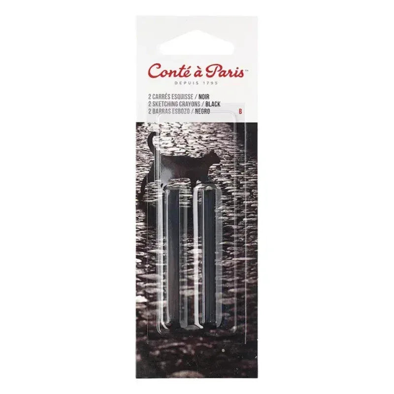 Carrés Esquisse Sketching Pastel Crayons, Black B, Pack of 2