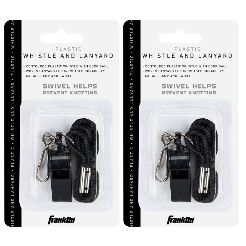 Plastic Whistle with Lanyard, Cork Pea, Coach and Referee Whistle, 3 Pack
