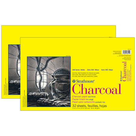 300 Series Charcoal Pad, Glue Binding, 32 Sheet, 11x17 inch, Pack of 2