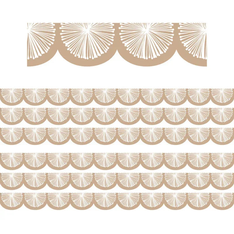 Natural Poms Scalloped Die-Cut Border Trim, 35 Feet Per Pack, 6 Packs
