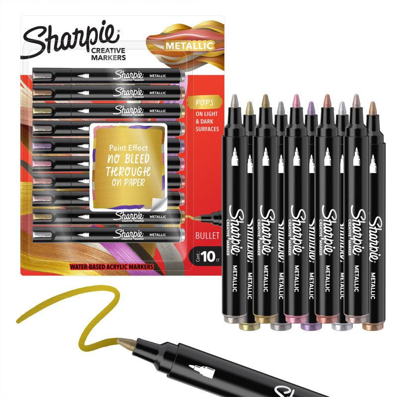 Creative Acrylic Markers, Bullet Tip, Metallic Colors, 10 Count