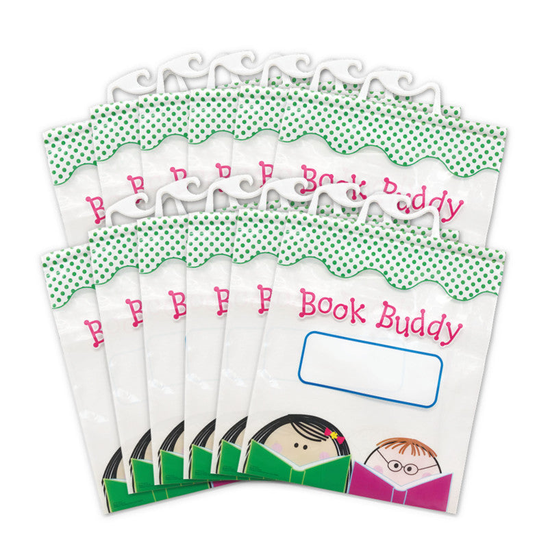 Book Buddy Bags, 10-1/2 in x 12-1/2 in, Reader Friends Design, Pack of 12