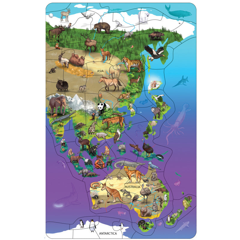 Animal Magnetism&reg; Magnetic Wildlife Map Puzzle: Asia & Australia