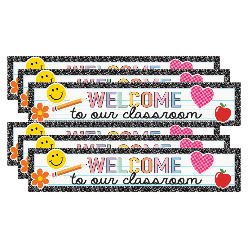 Cool for School Welcome to Our Classroom Banner, 8" x 39", Pack of 6