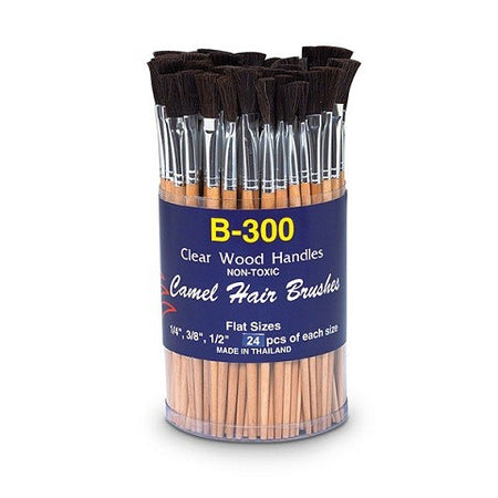 Dynasty Camel Hair Flat Brush Canister B-300 - Set of 72