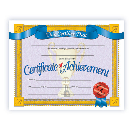 Certificate of Achievement, 8.5" x 11", Pack of 30