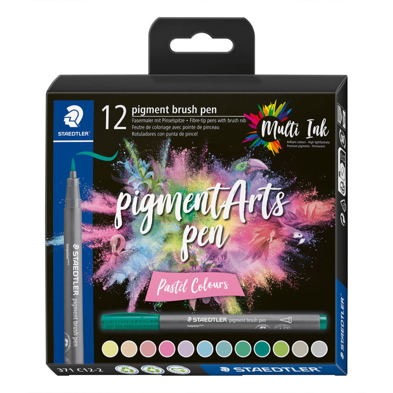 Pigment Arts Brush Pens, Pastel Colors, Set of 12