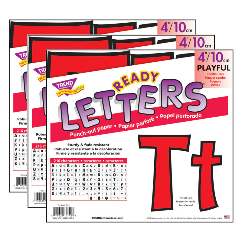 Red 4" Playful Combo Ready Letters&reg;, 3 Packs