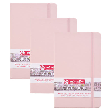Sketchbook, 80 Sheets, 90lbs, Pastel Pink Cover, 5.1" x 8.3", Pack of 3