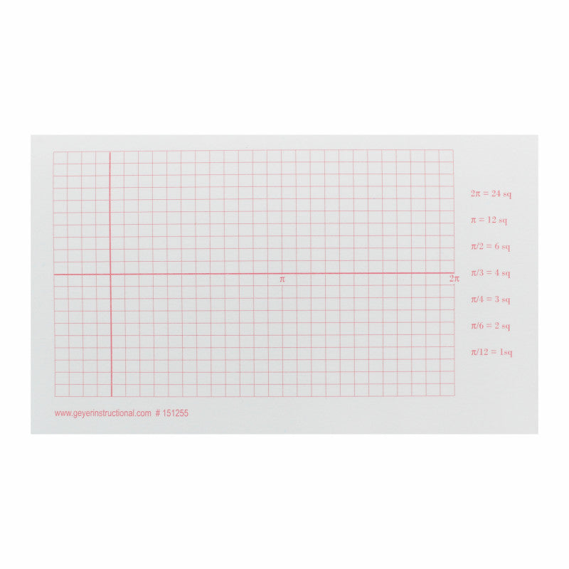 Graphing 3M Post-it&reg; Notes, 3" x 5", Trigonometry Grid, Radian, 3 Pads