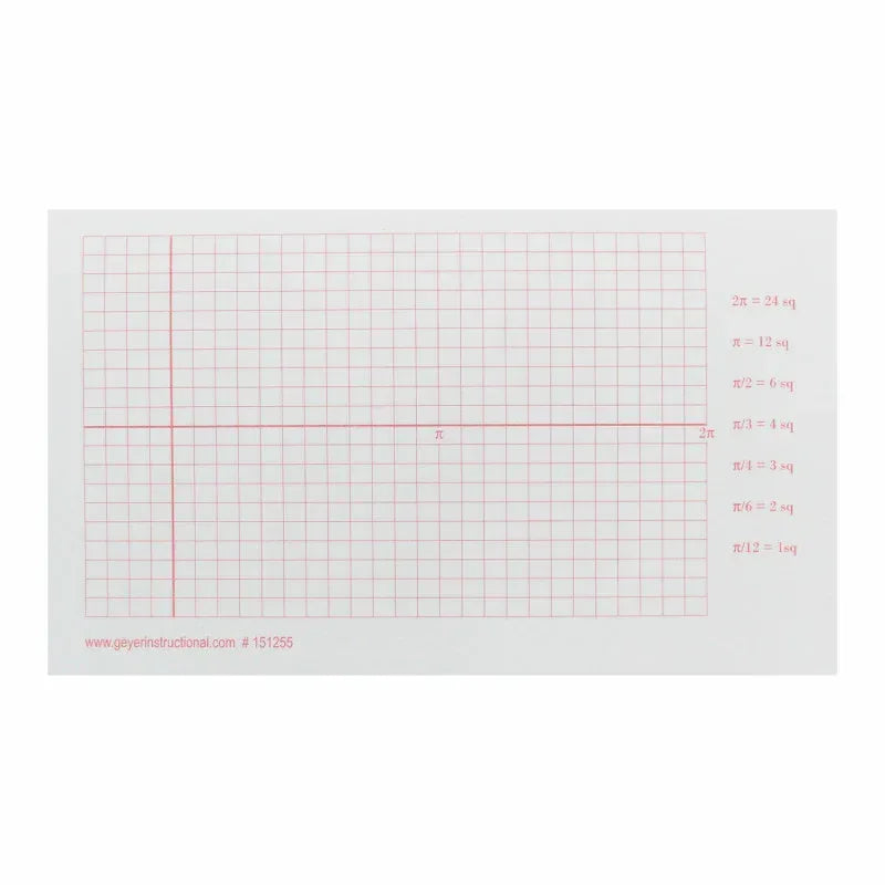 Graphing 3M Post-it&reg; Notes, 3" x 5", Trigonometry Grid, Radian, 3 Pads