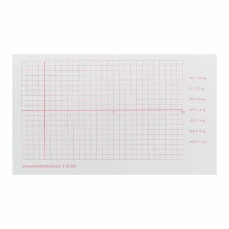 Graphing 3M Post-it&reg; Notes, 3" x 5", Trigonometry Grid, Radian, 3 Pads