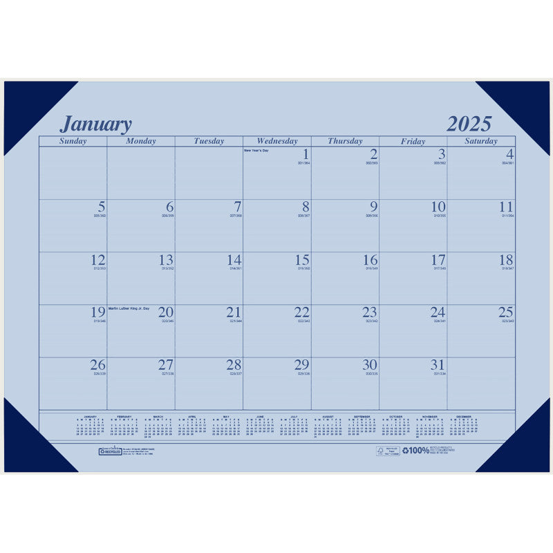 Academic Ecotones Calendar Desk Pad, Orchid Paper/Cordovan Holder