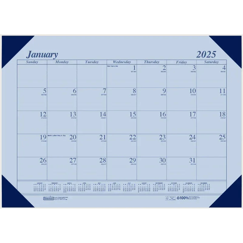 Academic Ecotones Calendar Desk Pad, Orchid Paper/Cordovan Holder