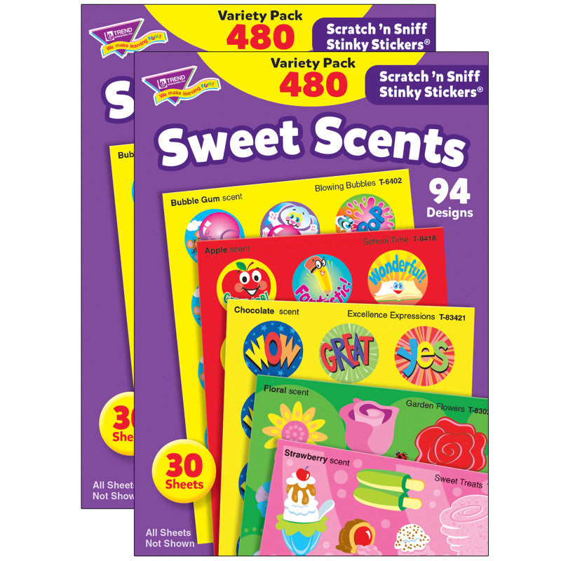 Sweet Scents Stinky Stickers&reg; Variety Pack, 480 Per Pack, 2 Packs