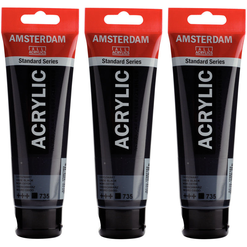 Standard Acrylic Paint, 120ml, Oxyde Black 735, Pack of 3