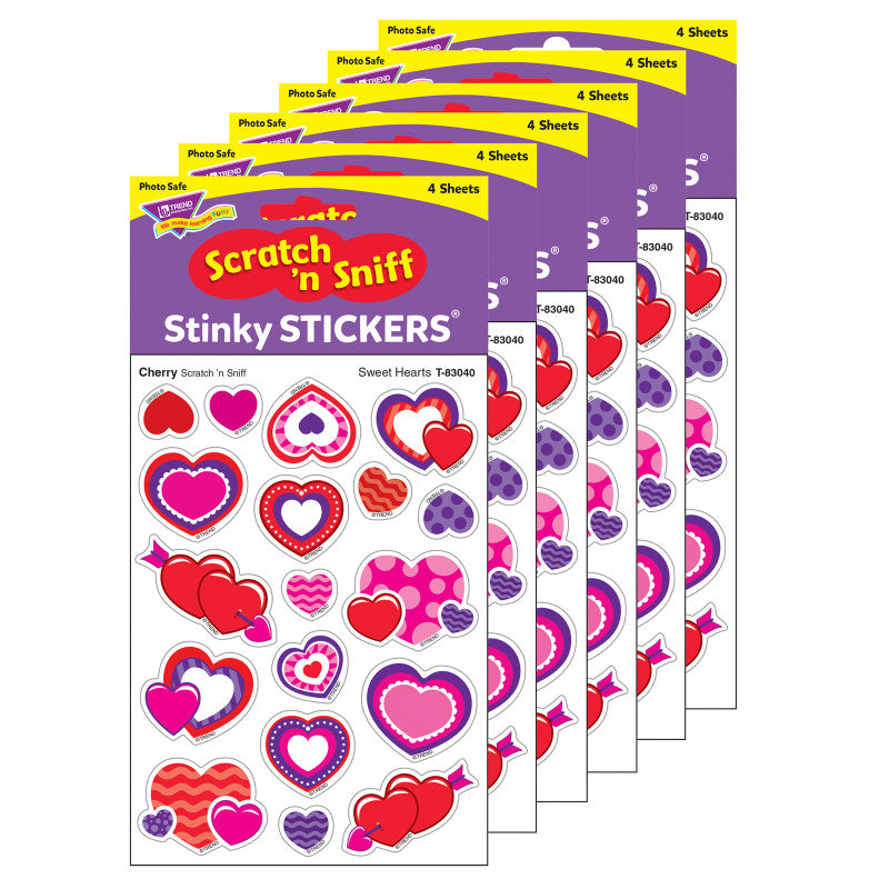 Sweet Hearts/Cherry Mixed Shapes Stinky Stickers&reg;, 72 Per Pack, 6 Packs