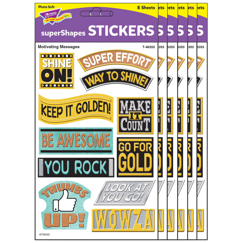 I &hearts; Metal Motivating Messages superShapes Stickers - Large, 88 Per Pack, 6 Packs