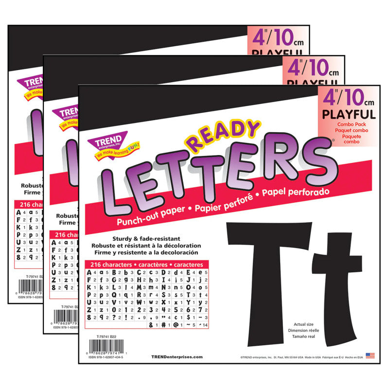 Black 4" Playful Combo Ready Letters&reg;, 3 Packs