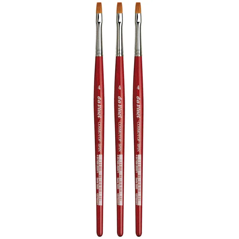 COSMOTOP-SPIN Silkpainting Brush, Synthetic, Watercolor, Flat, Size 4, Pack of 3