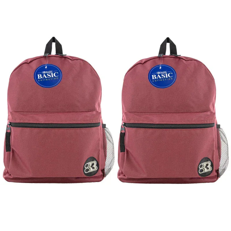 Basic Backpack 16" Burgundy, Pack of 2